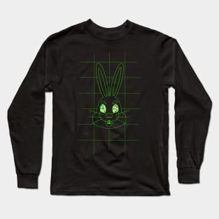 GRID DRAWING of a easter bunny green Long Sleeve T-Shirt